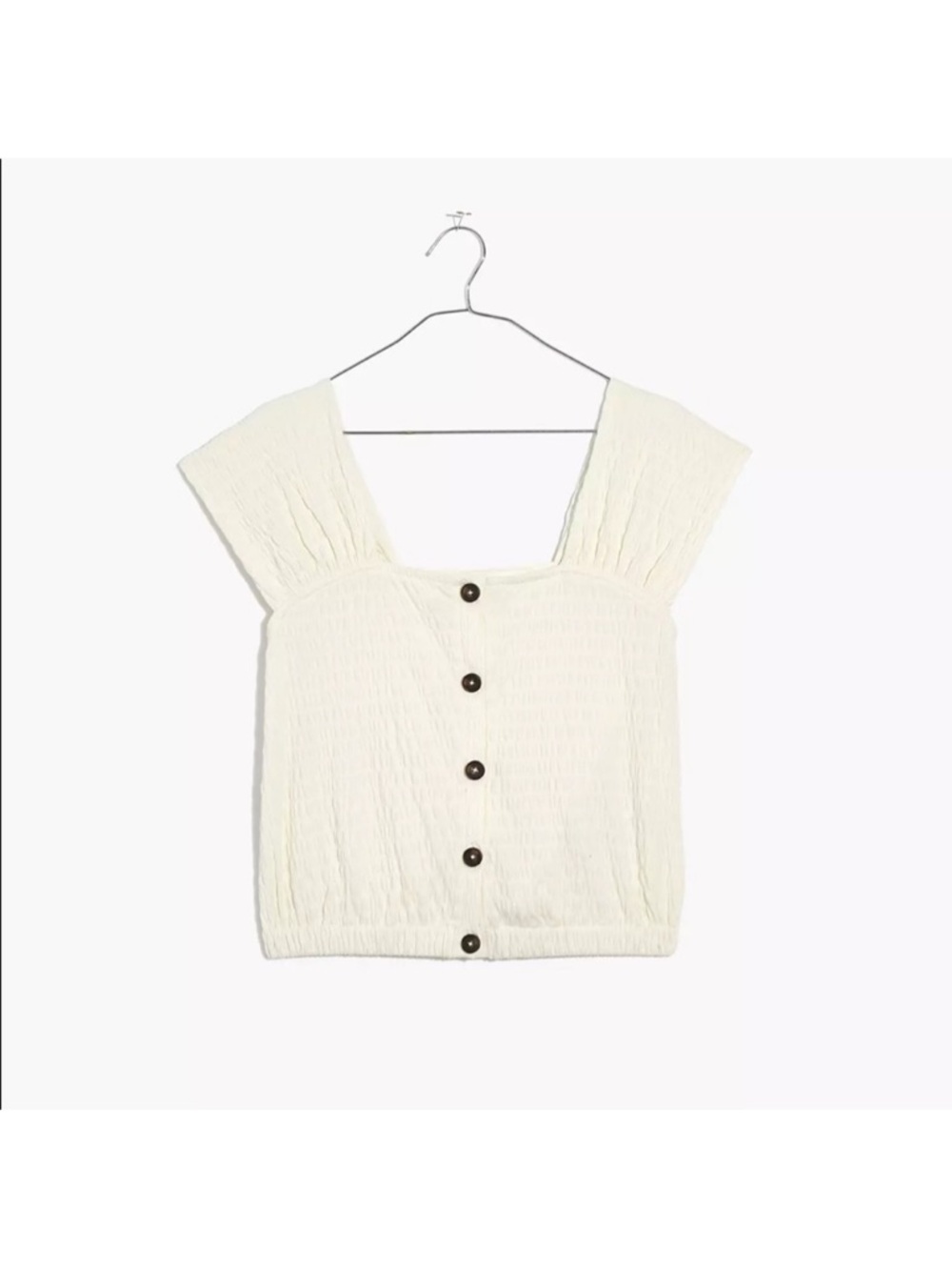 Madewell gathered sleeve button up
Top. Cream EUC, size XL